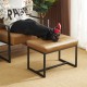 Glitzhome Modern Camel Thick Leatherette Accent Stool