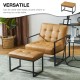 Glitzhome Modern Camel Thick Leatherette Accent Stool