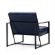 Glitzhome Mid-Century Modern Navy Blue Leatherette Button-tufted Accent Arm Chair with Black Metal Frame