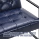 Glitzhome Mid-Century Modern Navy Blue Leatherette Button-tufted Accent Arm Chair with Black Metal Frame