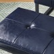 Glitzhome Set of 2 Modern Navy Blue Thick Leatherette Accent Chair & Accent Stool