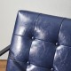 Glitzhome Set of 2 Modern Navy Blue Thick Leatherette Accent Chair & Accent Stool