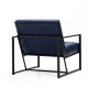 Glitzhome Set of 2 Modern Navy Blue Thick Leatherette Accent Chair & Accent Stool