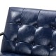 Glitzhome Set of 2 Modern Navy Blue Thick Leatherette Accent Chair & Accent Stool