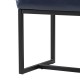 Glitzhome Set of 2 Modern Navy Blue Thick Leatherette Accent Chair & Accent Stool