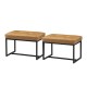 Glitzhome Set of 2 Modern Camel Thick Leatherette Accent Stool