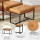 Glitzhome Set of 2 Modern Camel Thick Leatherette Accent Stool