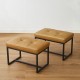 Glitzhome Set of 2 Modern Camel Thick Leatherette Accent Stool