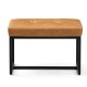 Glitzhome Set of 2 Modern Camel Thick Leatherette Accent Stool