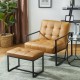 Glitzhome Set of 2 Modern Camel Thick Leatherette Accent Chair & Accent Stool