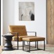 Glitzhome Set of 2 Modern Camel Thick Leatherette Accent Chair & Accent Stool