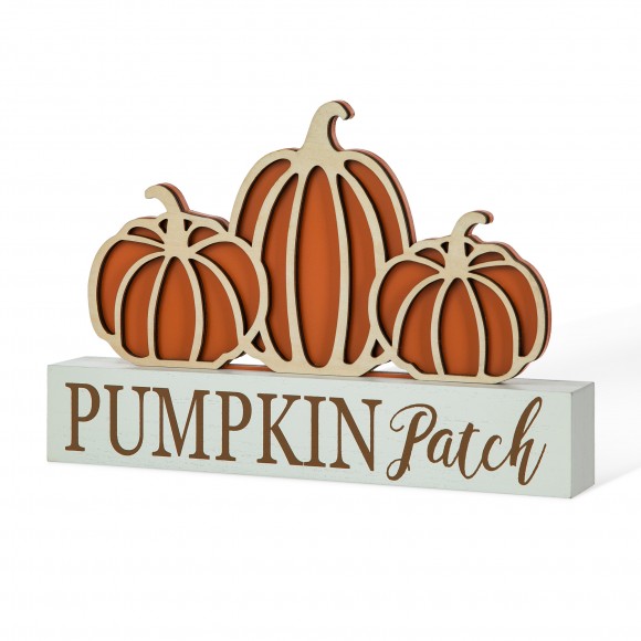 Glitzhome 11.75"L Fall Wooden "PUMPKIN PATCH" Pumpkins Table Sign