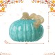 Glitzhome 6"D Fall Turquoise Round Glass Pumpkin