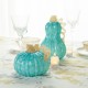 Glitzhome 6"D Fall Turquoise Round Glass Pumpkin