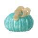 Glitzhome 6"D Fall Turquoise Round Glass Pumpkin