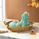 Glitzhome 6"D Fall Turquoise Round Glass Pumpkin