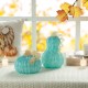 Glitzhome 6"D Fall Turquoise Round Glass Pumpkin