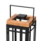 Glitzhome Set of 2 Modern Square Metal/Wood Black Lanterns