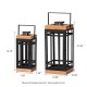 Glitzhome Set of 2 Modern Square Metal/Wood Black Lanterns