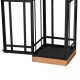 Glitzhome Set of 2 Modern Square Metal/Wood Black Lanterns