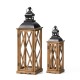 Glitzhome S/2 Farmhouse Diamond Wood/ Metal Antique Lanterns