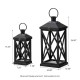 Glitzhome Set of 2 Farmhouse Wood/Metal Black Lanterns