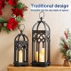 Glitzhome Set of 2 Farmhouse Church Window Wood/Metal Black Lanterns