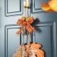 Glitzhome 24.5"H Fall Wooden Maple Leaves with Bowknot Door Hanger