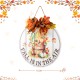 Glitzhome 15"D Fall Wooden Round Word Sign Door Hanger