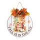 Glitzhome 15"D Fall Wooden Round Word Sign Door Hanger