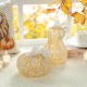 Glitzhome 6"D Fall Amber Dots Round Glass Pumpkin