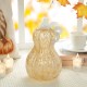 Glitzhome 8.5"H Fall Amber Dots Glass Gourd