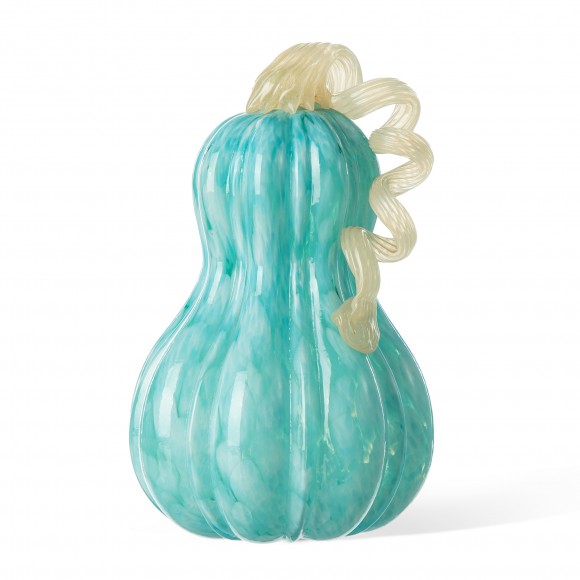 Glitzhome 8.5"H Fall Turquoise Glass Gourd