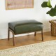 Glitzhome Set of 2 Mid-century Modern Hunter Green Leatherette Accent Stool & Chair with Walnut Rubberwood Legs