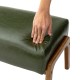 Glitzhome Set of 2 Mid-century Modern Hunter Green Leatherette Accent Stool & Chair with Walnut Rubberwood Legs