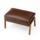 Glitzhome Mid-century Modern Coffee Leatherette Accent Stool with Walnut Rubberwood Legs