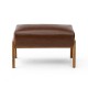Glitzhome Mid-century Modern Coffee Leatherette Accent Stool with Walnut Rubberwood Legs