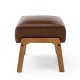 Glitzhome Mid-century Modern Coffee Leatherette Accent Stool with Walnut Rubberwood Legs