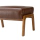 Glitzhome Mid-century Modern Coffee Leatherette Accent Stool with Walnut Rubberwood Legs