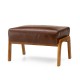 Glitzhome Mid-century Modern Coffee Leatherette Accent Stool with Walnut Rubberwood Legs