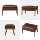 Glitzhome Mid-century Modern Coffee Leatherette Accent Stool with Walnut Rubberwood Legs