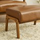 Glitzhome Set of 2 Mid-century Modern Yellowish-brown Leatherette Accent  Stool with Walnut Rubberwood Legs