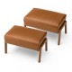 Glitzhome Set of 2 Mid-century Modern Yellowish-brown Leatherette Accent  Stool with Walnut Rubberwood Legs