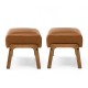 Glitzhome Set of 2 Mid-century Modern Yellowish-brown Leatherette Accent  Stool with Walnut Rubberwood Legs