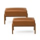 Glitzhome Set of 2 Mid-century Modern Yellowish-brown Leatherette Accent  Stool with Walnut Rubberwood Legs