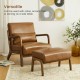 Glitzhome Set of 2 Mid-century Modern Yellowish-brown Leatherette Accent  Stool with Walnut Rubberwood Legs