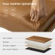 Glitzhome Set of 2 Mid-century Modern Yellowish-brown Leatherette Accent  Stool with Walnut Rubberwood Legs