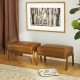 Glitzhome Set of 2 Mid-century Modern Yellowish-brown Leatherette Accent  Stool with Walnut Rubberwood Legs