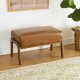 Glitzhome Set of 2 Mid-century Modern Yellowish-brown Leatherette Accent  Stool with Walnut Rubberwood Legs