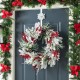 Glitzhome 24"D Christmas Flocked Pinecone & Berry Wreath